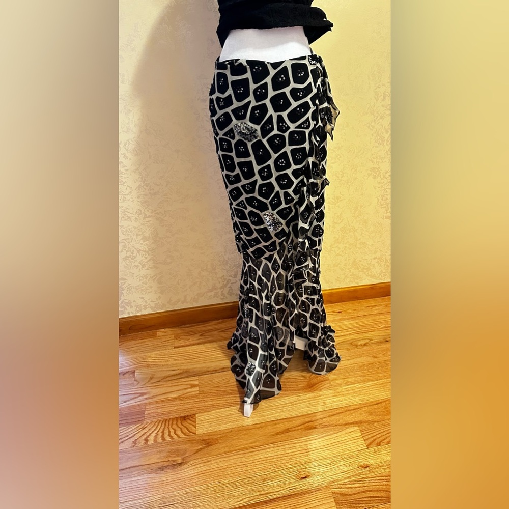 Chetta B Long Maxi Mermaid with sequence, Skirt chiffon Giraffe Animal Print It - Picture 10 of 15